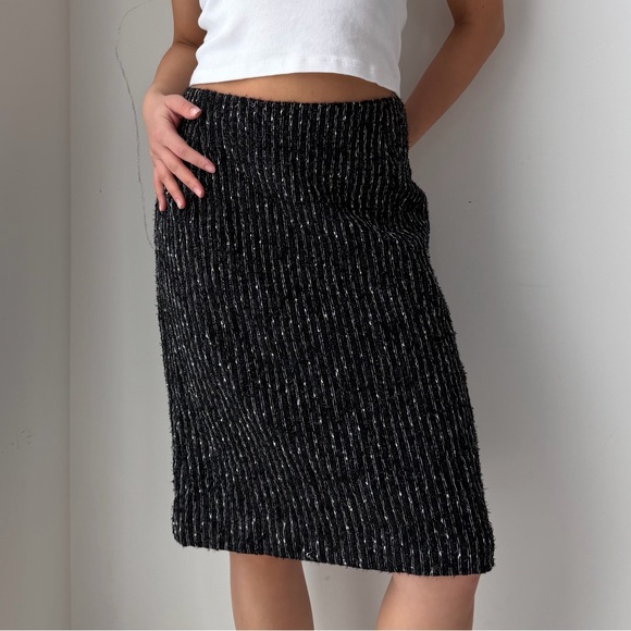 Sunny Choi Black Striped Wool Skirt - Small - Picture 2 of 4